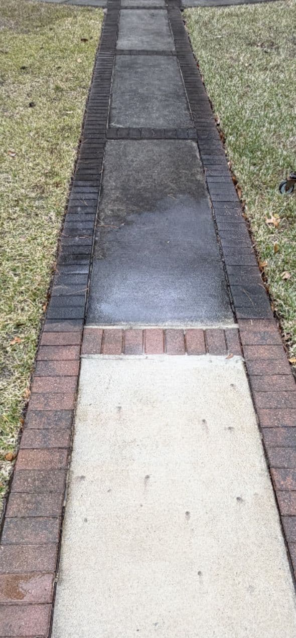 Brick house exterior after professional cleaning