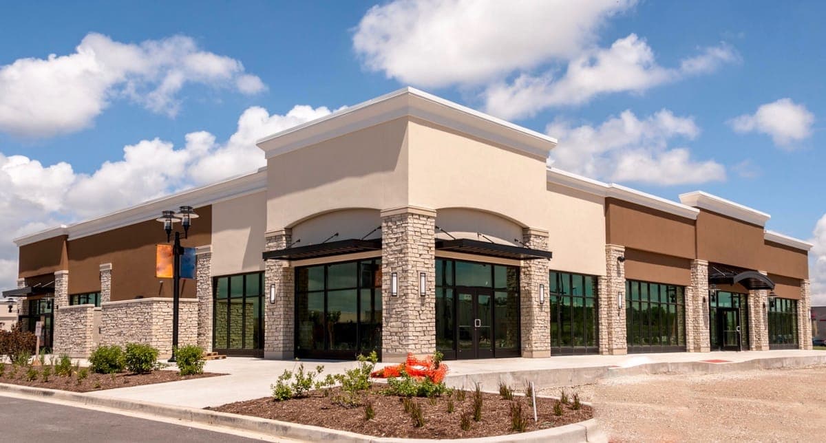 Commercial building exterior after professional washing service